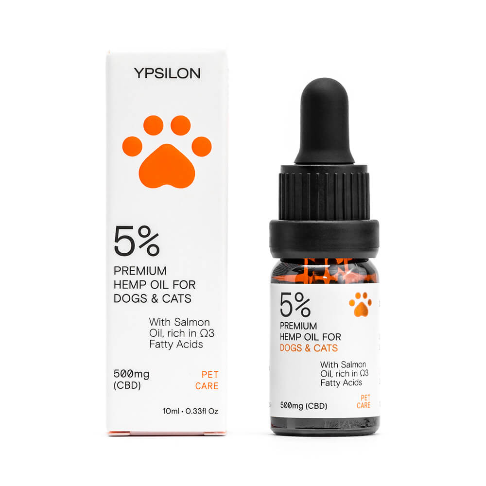 YPSILON 5% (500mg) “PET CARE” Έλαιο Κάνναβης CBD με Έλαιο Σολομού για Κατοικίδια – 10ml