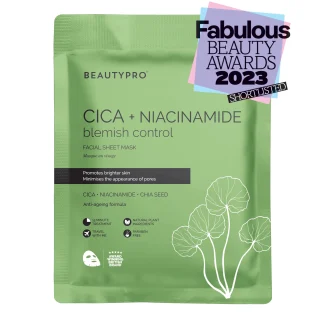 BeautyPro CICA + NIACINAMIDE Μάσκα Προσώπου Βελτιώνει την Υφή και Αποτρέπει τα Σπυράκια.